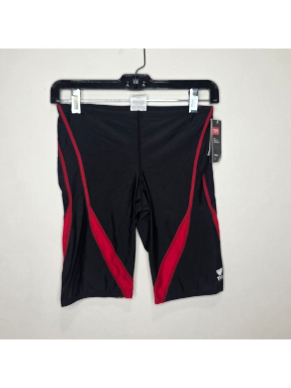 NWT TYR TYREcco UPF50+ black red alliance splice jammer swim shorts swimsuit 32